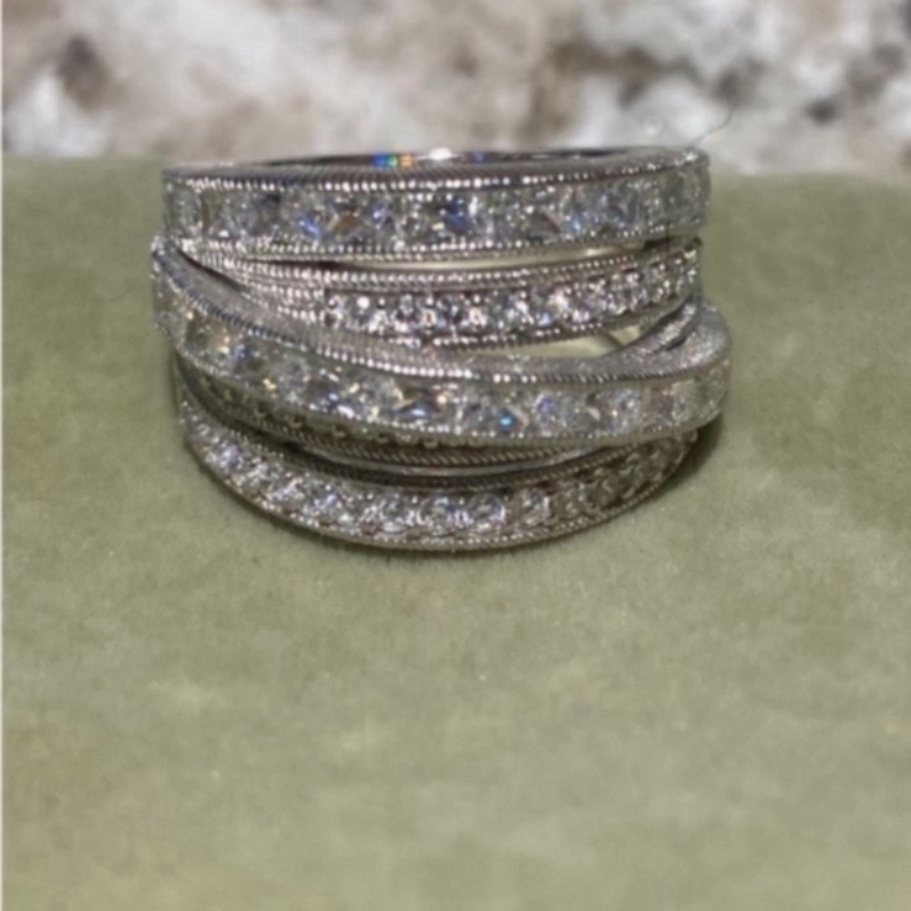 Judith Ripka Highway ring Elegant Silver Multi-Band Ring